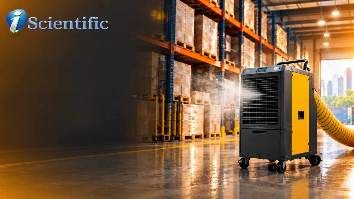 "Industrial dehumidifier unit on a Singapore construction site"